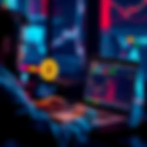 A person looking at a Bitcoin chart on a laptop, pondering whether to invest now or wait for a price drop.