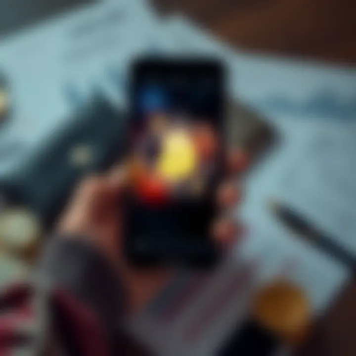 A person holding a smartphone displaying Bitcoin, surrounded by a cold wallet and financial documents, representing investment strategies.