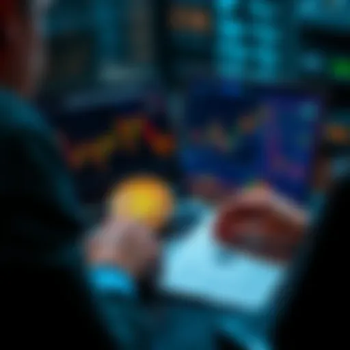A person analyzing Bitcoin charts and trends on a laptop with a financial report next to them, symbolizing investment decisions for the future.