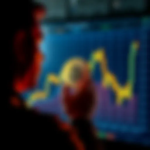Person reflecting on missed Bitcoin investment opportunities with a chart showing rising prices in the background