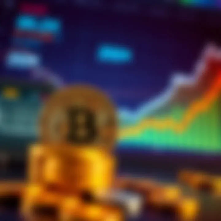 A person planning to invest in Bitcoin, symbolizing financial growth and retirement planning, with Bitcoin coins in the foreground, a calendar showing 2024, and a graph displaying rising value trends in the background.