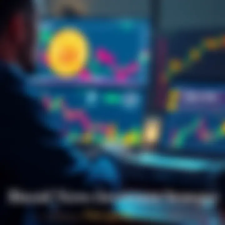 A person analyzing Bitcoin market trends with charts and graphs on a laptop, looking thoughtful about investment decisions.