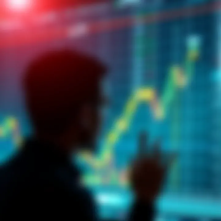 A person looking at a rising Bitcoin chart on a digital screen, symbolizing long-term investment success.