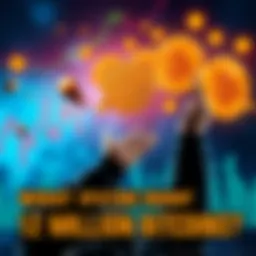 A visual showing a dramatic price chart with bitcoin symbols and a person contemplating the purchase of a large amount of bitcoins.