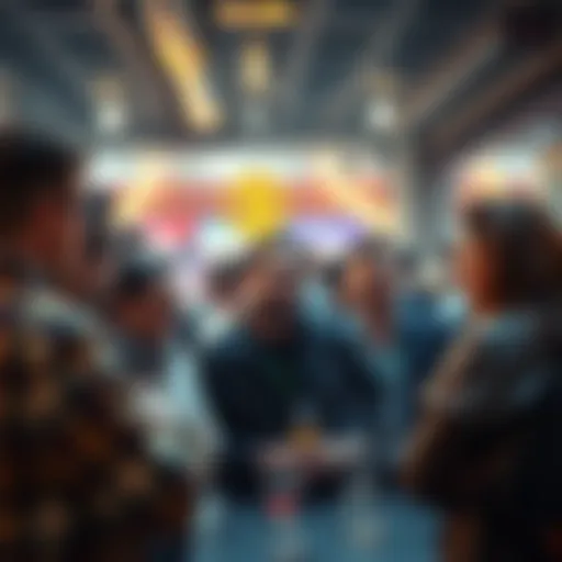 A diverse group of people discussing Bitcoin in a casual setting at a meet-up event