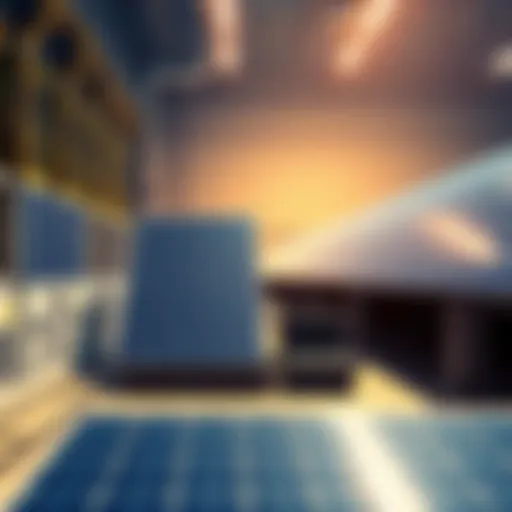 A Bitcoin mining facility featuring rows of solar panels and mining machines, showcasing energy consumption and renewable energy use