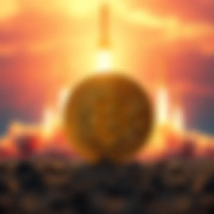 Bitcoin symbol in front of a dramatic scene with missile launches in the distance, representing geopolitical tensions