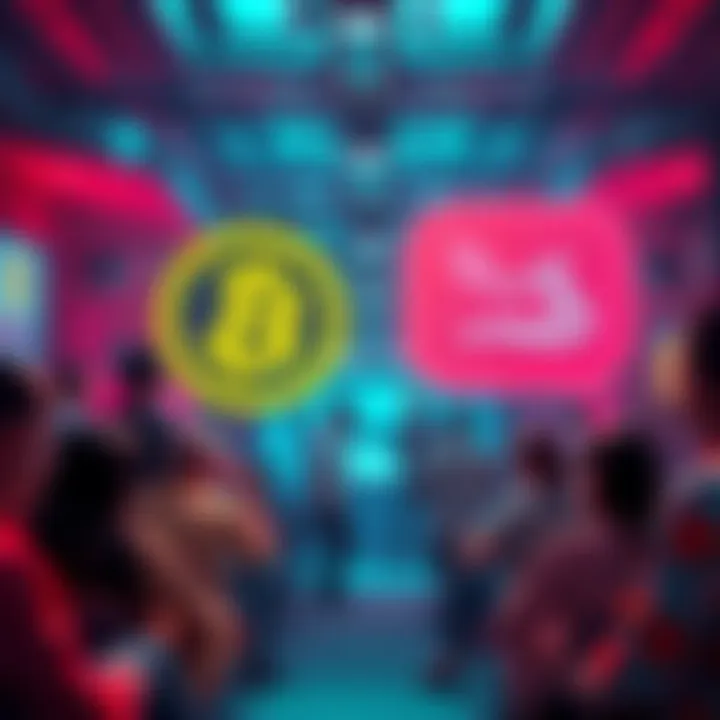 A visual representation of Bitcoin Node and Bitcoin Knots with people discussing their preferences in a community setting.