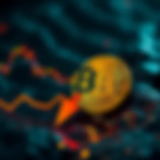 Bitcoin logo with a downward arrow indicating price drop, representing market sentiment amid inflation concerns