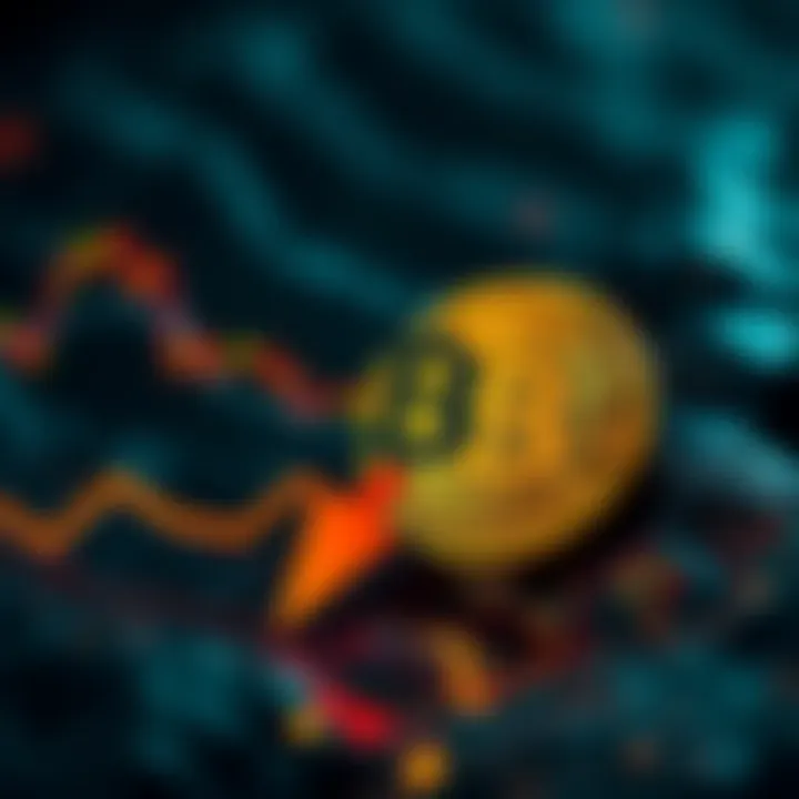 Bitcoin logo with a downward arrow indicating price drop, representing market sentiment amid inflation concerns