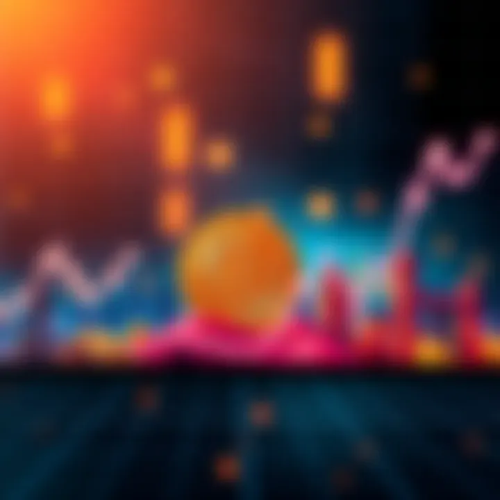 A graph showing a downward trend in Bitcoin prices with symbols of conflict and economic downturns in the background