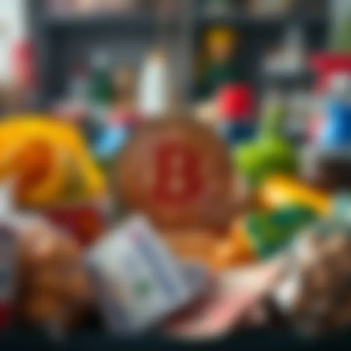 A visual representation of Bitcoin with a price tag showing $10 million, surrounded by everyday items like groceries and bills, illustrating the impact on daily pricing.