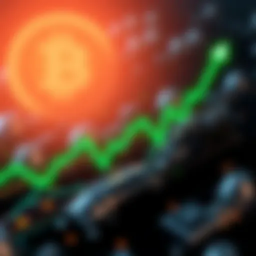 Graph showing Bitcoin price rising above $120,000 with green upward trend lines