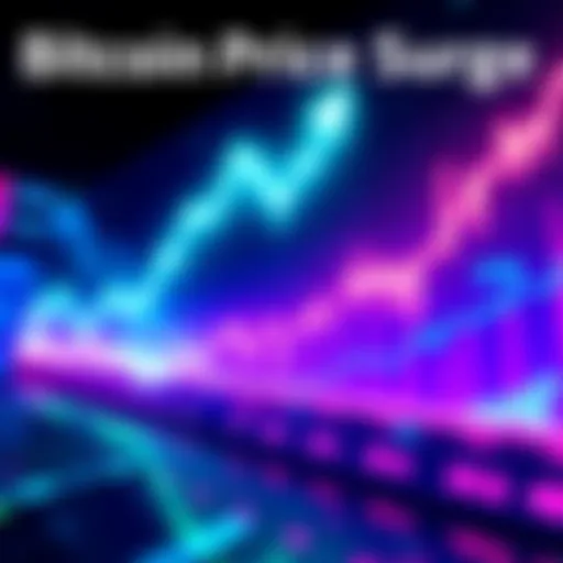 A graphic showing the significant rise in Bitcoin prices with a bright upward trend line, capturing the excitement in the cryptocurrency market.