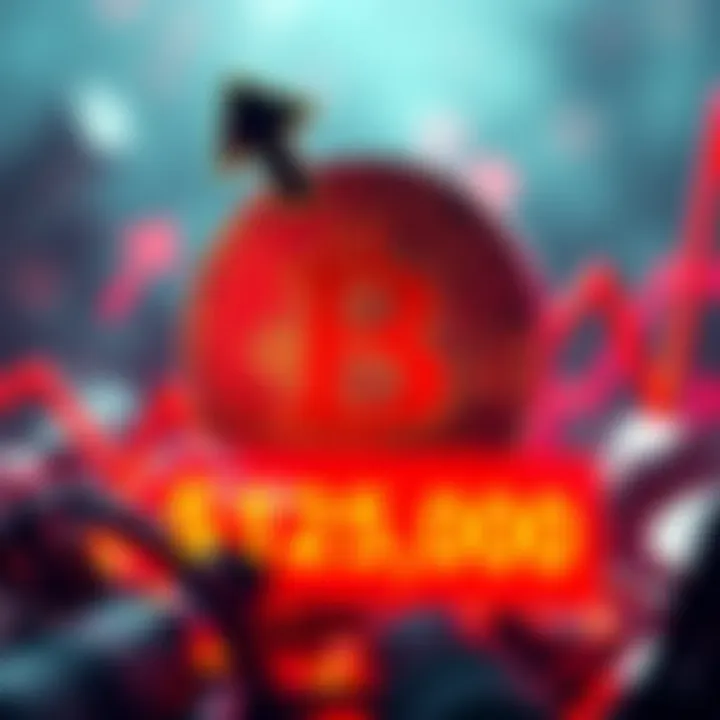 Bitcoin symbol with arrows indicating upward movement and a price tag showing high value, representing the recent surge past $125,000.
