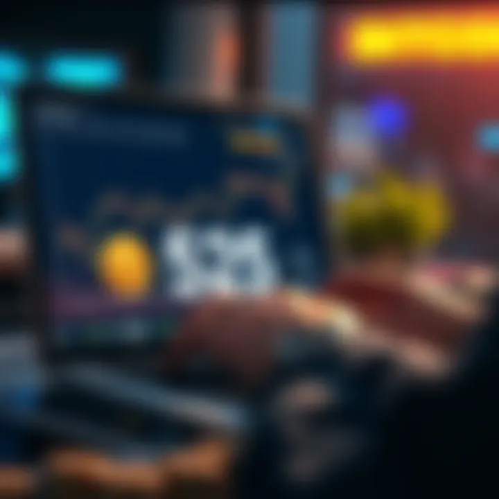 A person buying Bitcoin online on a laptop showing a price of 525.