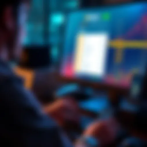 A person looking at a computer screen displaying Bitcoin exchange options with a Ledger wallet beside them.