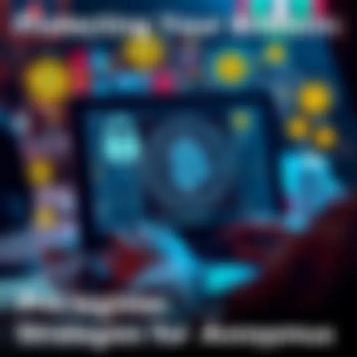A person using a laptop with a Bitcoin wallet on the screen, surrounded by digital security icons.