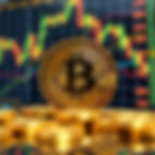 Bitcoin symbol with fluctuating price charts in the background, representing its role in countering inflation