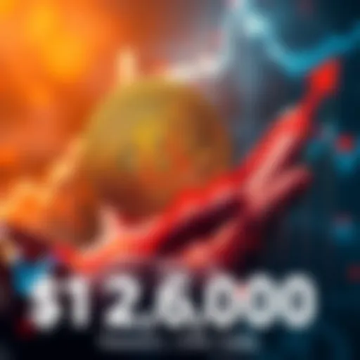 Bitcoin symbol with a rising graph showing growth