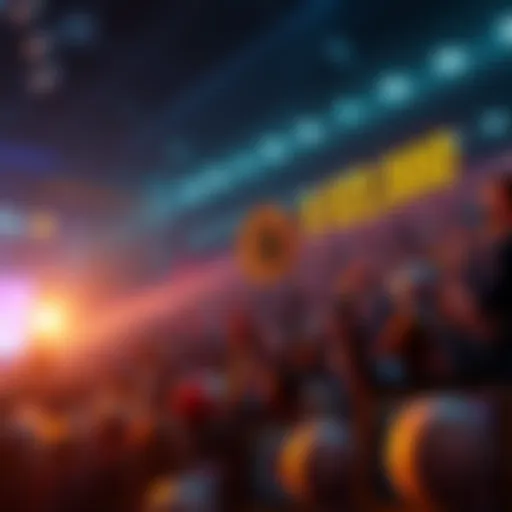 A digital representation of Bitcoin's price soaring past $122,000 with a graph showing upward trend and retail crowd looking less excited than in 2021.