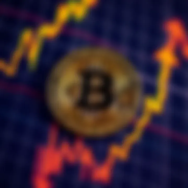 A close-up of the Bitcoin symbol with a rising graph in the background, representing growth and interest in cryptocurrency studies.