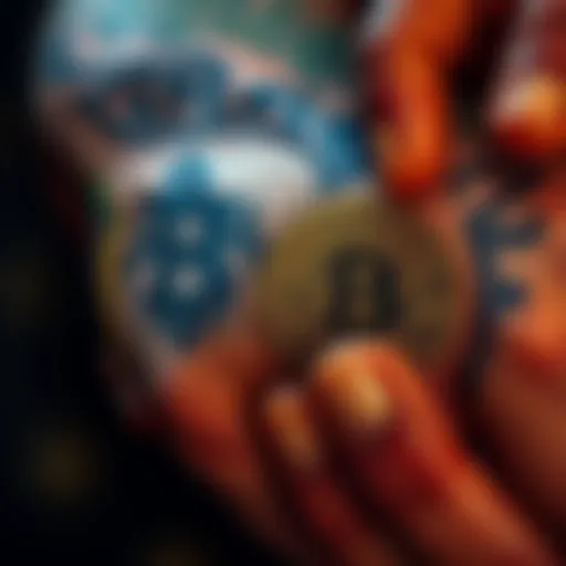 A collection of unique Bitcoin-themed tattoos displayed on skin, showing creative designs inspired by cryptocurrency.
