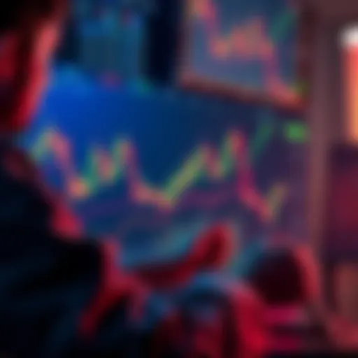 A trader analyzing a Bitcoin chart showing leverage trading trends and fluctuations