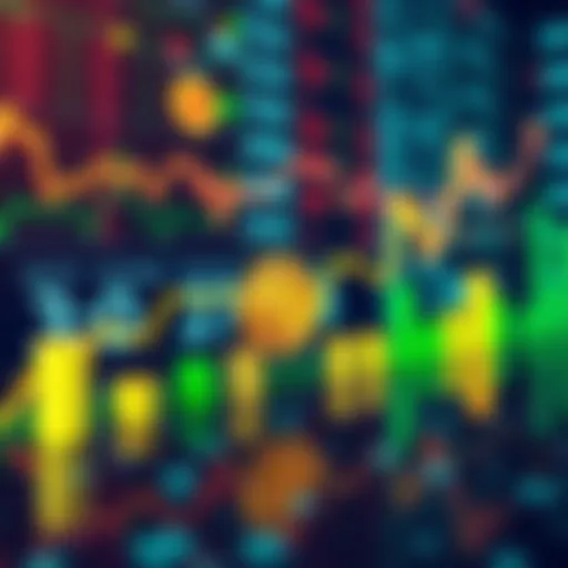 A chart showing the rise of Bitcoin trading over time with financial symbols in the background.