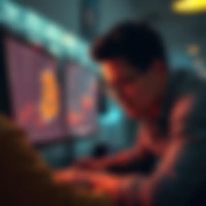 A frustrated person looking at their computer screen displaying high cryptocurrency fees