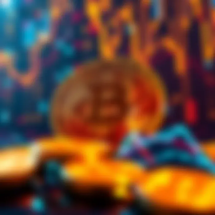 A visual representation of large Bitcoin transfers with blockchain imagery, illustrating the concept of significant BTC movements and market impact.