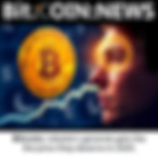 A person looks at a rising Bitcoin graph, contemplating personal investment choices, with currency symbols in the background.