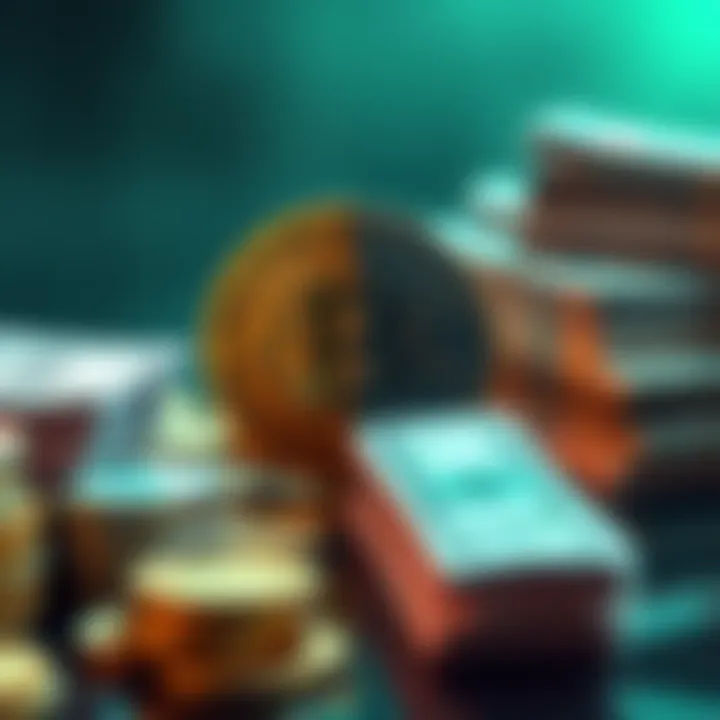 A split image showing a Bitcoin symbol on one side and stacks of cash on the other, representing a financial decision.
