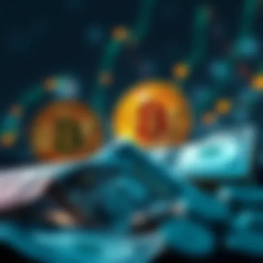 A visual representation showing Bitcoin's stagnation at a high value while the dollar declines, highlighting the contrast between the two currencies.