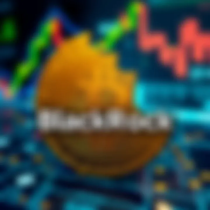 The BlackRock logo combined with a Bitcoin symbol against a digital background representing the cryptocurrency market