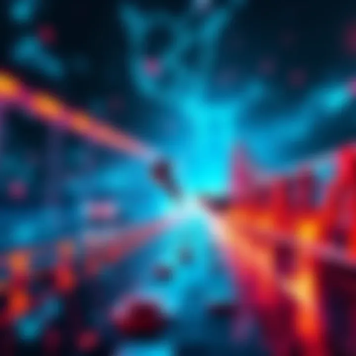 A digital representation of a blockchain network highlighting low fees and fast transactions, with a broken bridge symbolizing the hack that affected its growth.