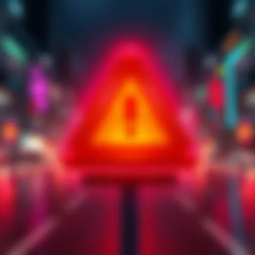 A graphic showing a warning sign symbolizing caution about the BlockchainFX exchange presale investment risks