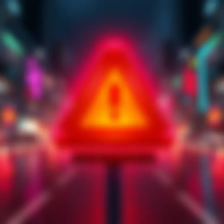 A graphic showing a warning sign symbolizing caution about the BlockchainFX exchange presale investment risks