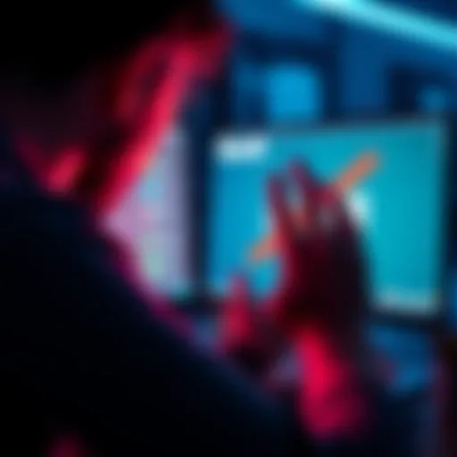A frustrated person looking at a computer screen with a blocked account message on it, symbolizing account access issues.