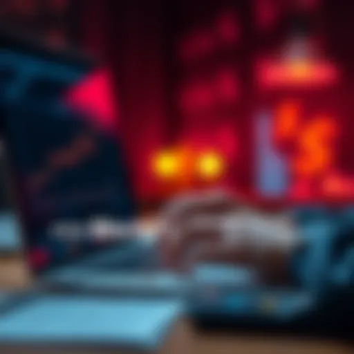 A close-up of a person checking finances on a laptop, with graphs and dollar signs visible, indicating concern about fund distributions.