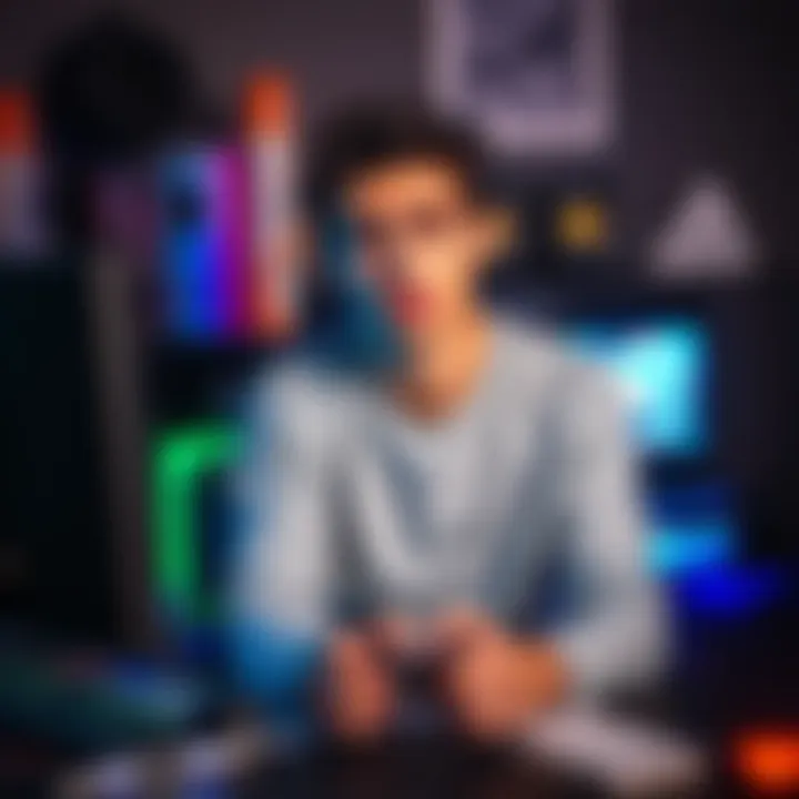 A person sitting in front of a gaming console looking bored, surrounded by gaming gear