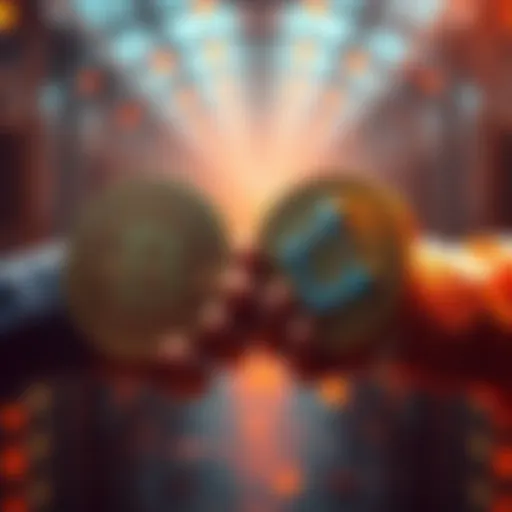 A visual representation of Bitcoin and Cardano symbols exchanging hands, symbolizing a swap.