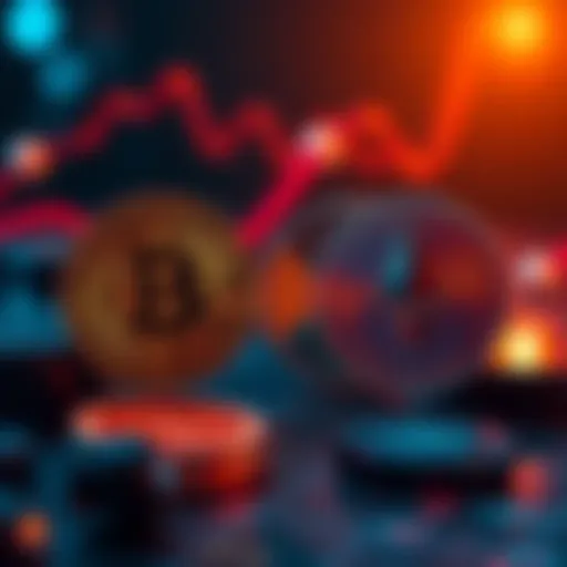Two coins representing Bitcoin and Ethereum with arrows indicating a swap.