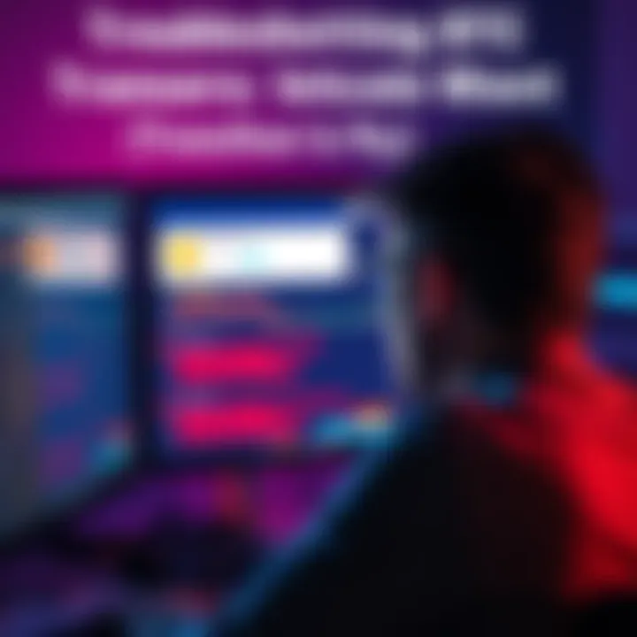 A person looks worried at a computer screen showing failed transaction notifications for a Bitcoin transfer to a cold wallet.