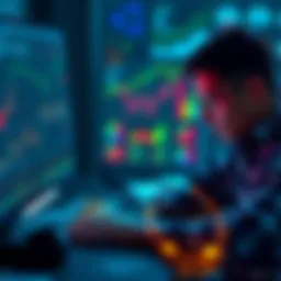 A person analyzing charts and crypto assets on a laptop, planning a decentralized portfolio with $100 monthly investment