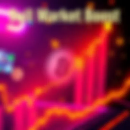 A graphic showing a rising chart with cryptocurrency symbols, indicating potential growth for $HUNT during a bull market.