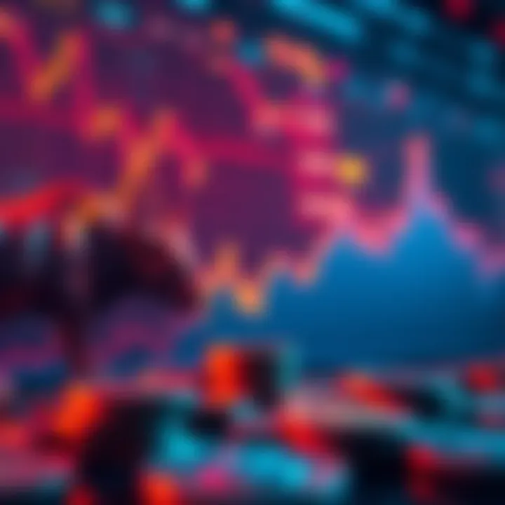 Graph showing upward trend in cryptocurrency prices with coins in the foreground