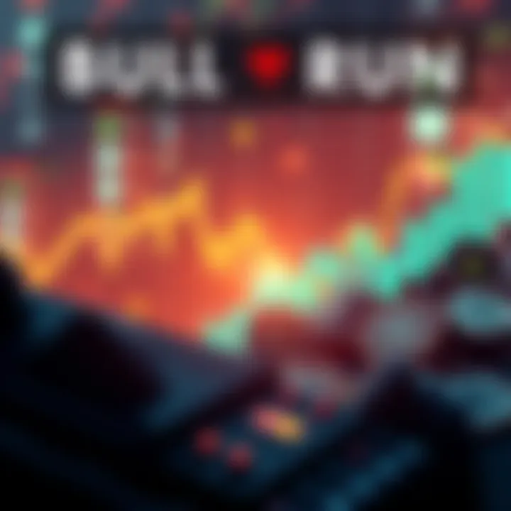 A graphic showing a rising chart in cryptocurrency values with symbols like HBAR and XRP