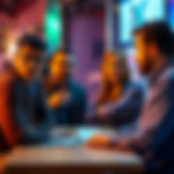 Group of business owners sharing insights about using Kaspa for transactions