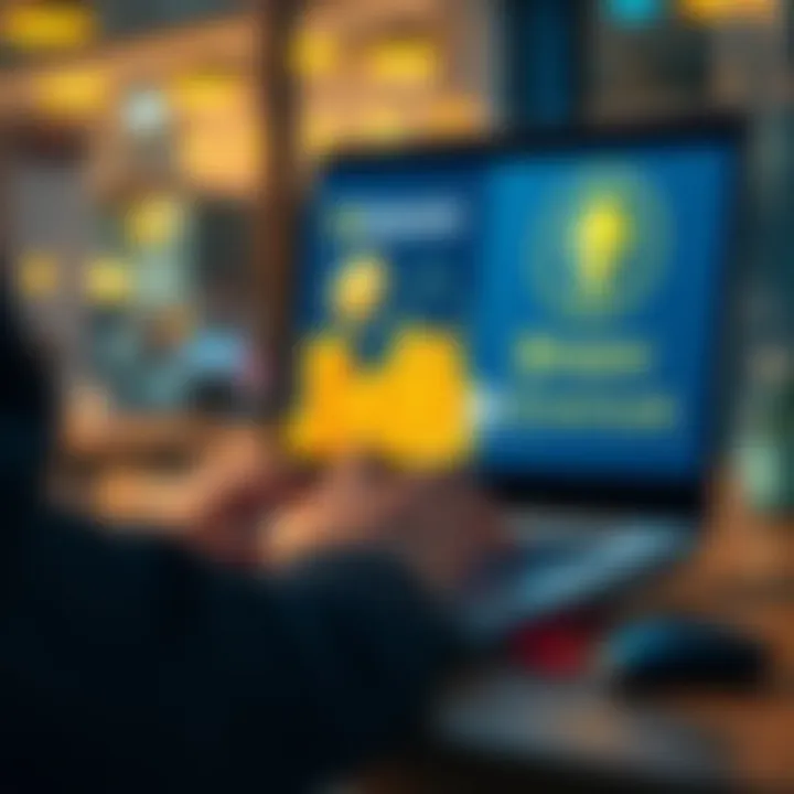 A person using a laptop to buy Binance coins, with a digital wallet and tentum cryptocurrency logos visible on the screen.